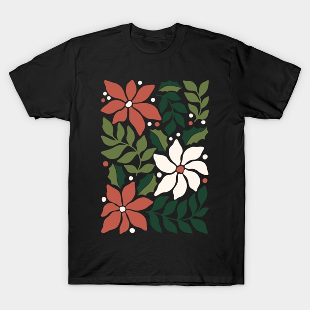 Christmas Flowers T-Shirt by JunkyDotCom